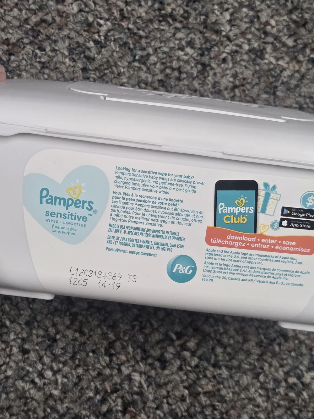 Pampers Vintage Diaper Plastic Pop Up Wipe Container Whote Aqua Collectable